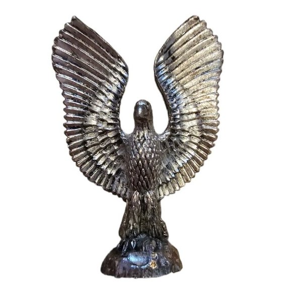 Fine Pewter Miniature Eagle Raised Wings 1987 Vintage Highly Detailed 3" Figure - Picture 5 of 7